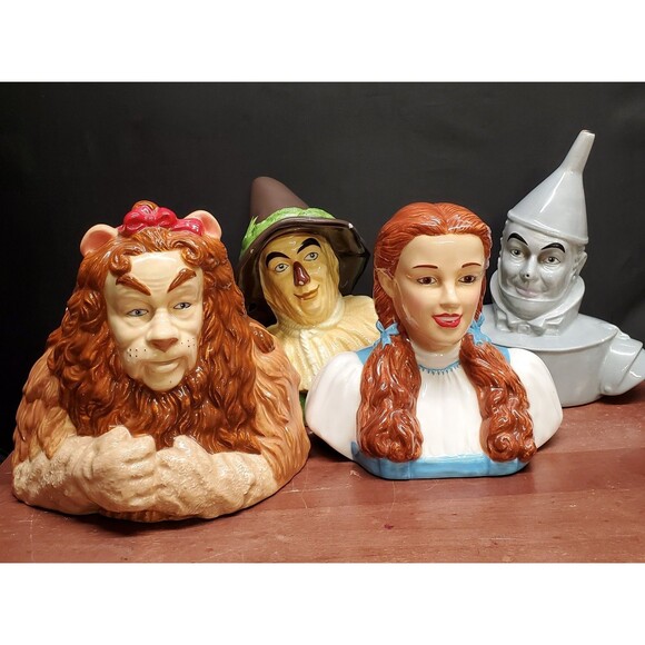 Wizard of Oz 4 Coin Piggy Bank Set Dorothy Cowardly Lion Scarecrow Tin Man - Picture 1 of 16